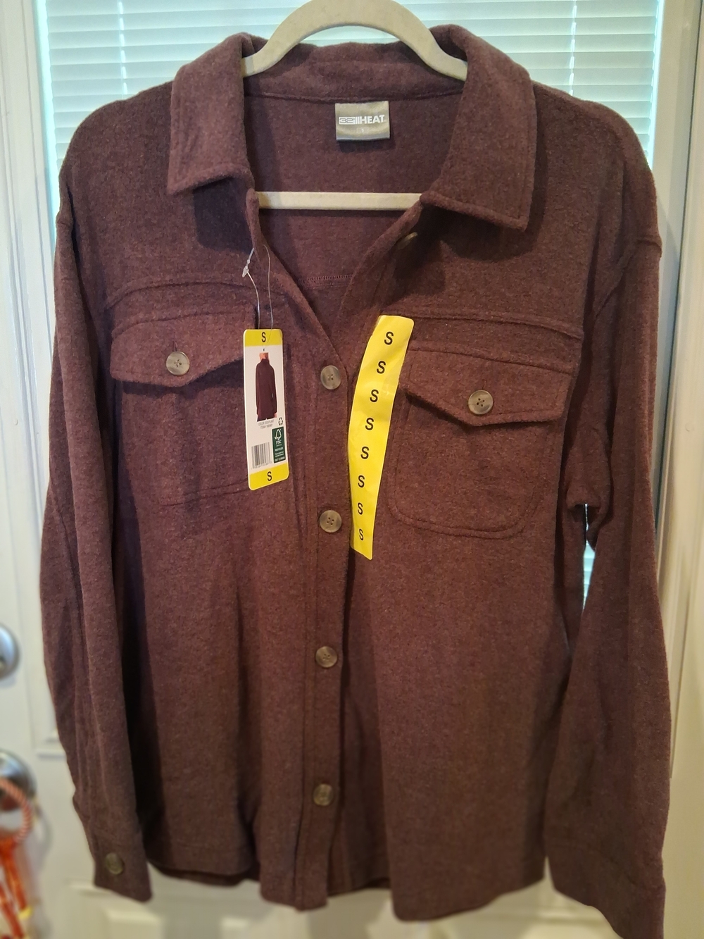 sku124   NWT 32Degree Heat Women's Shirt Jacket/Shacket Size S COLOR EGGPLANT